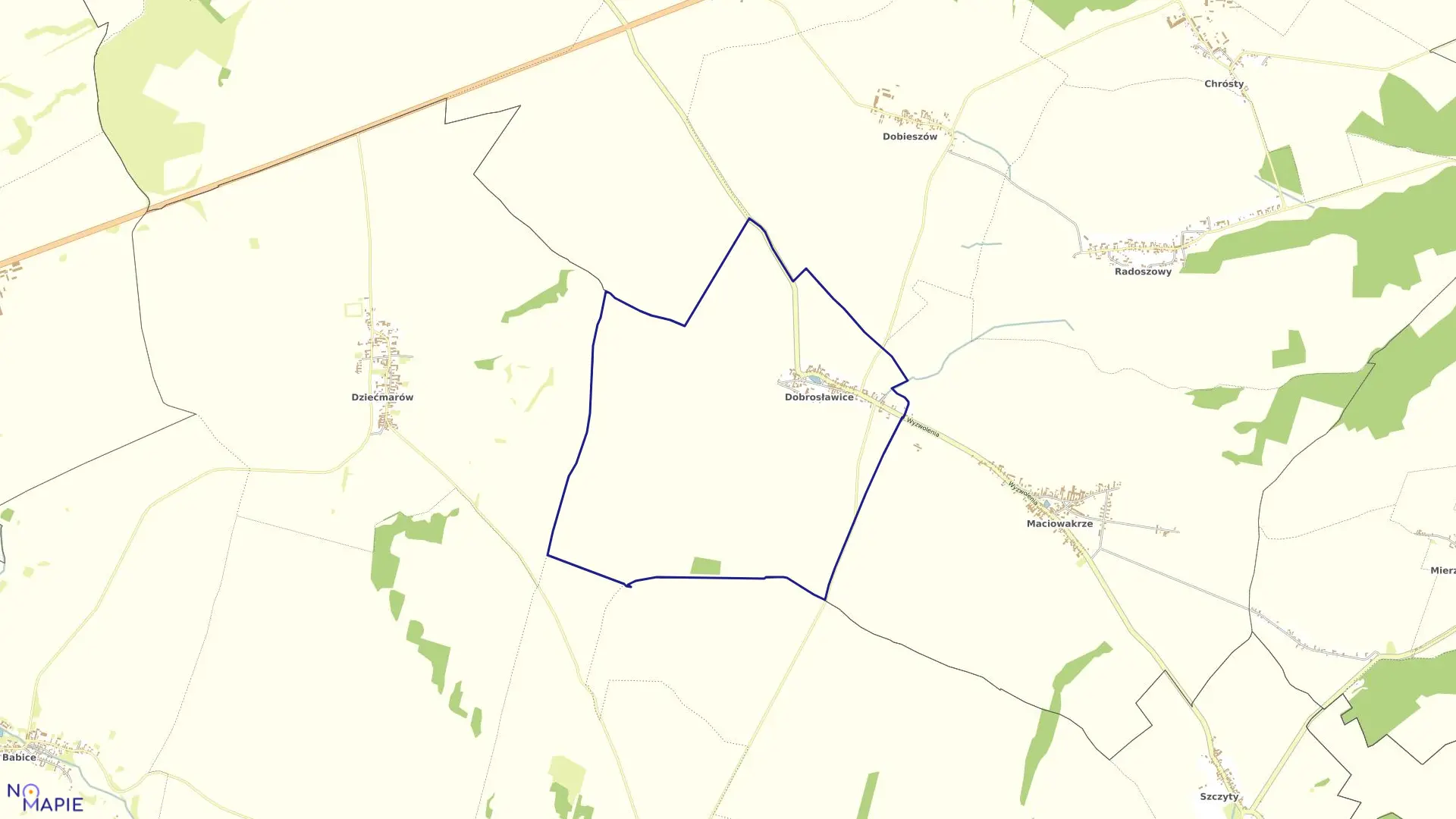 Mapa obrębu DOBROSŁAWICE w gminie Pawłowiczki